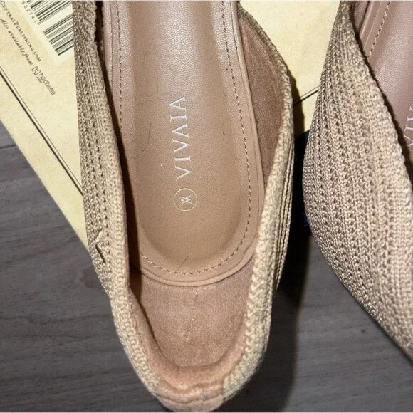 VIVAIA Pointed-Toe D'Orsay Flats (Melia) Tan Brown EU Size 40 US 9.5 Office - Picture 3 of 8